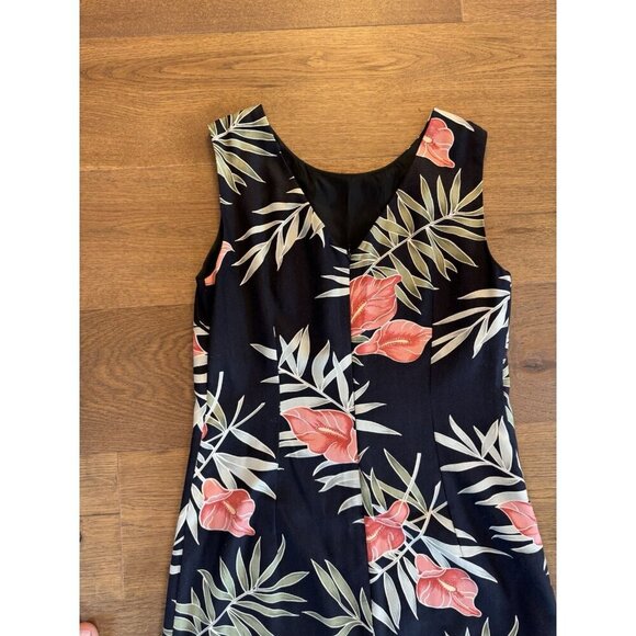Vintage Tommy Bahama BlackFloral 100% Silk Dress Size 4 - Picture 7 of 10